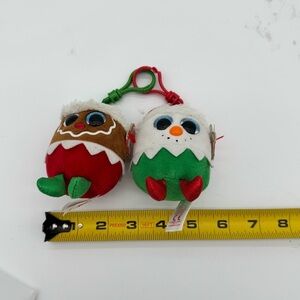 New Christmas Ty Baby Beanies Clip Keychain Duo Fruitcake & Eggnog